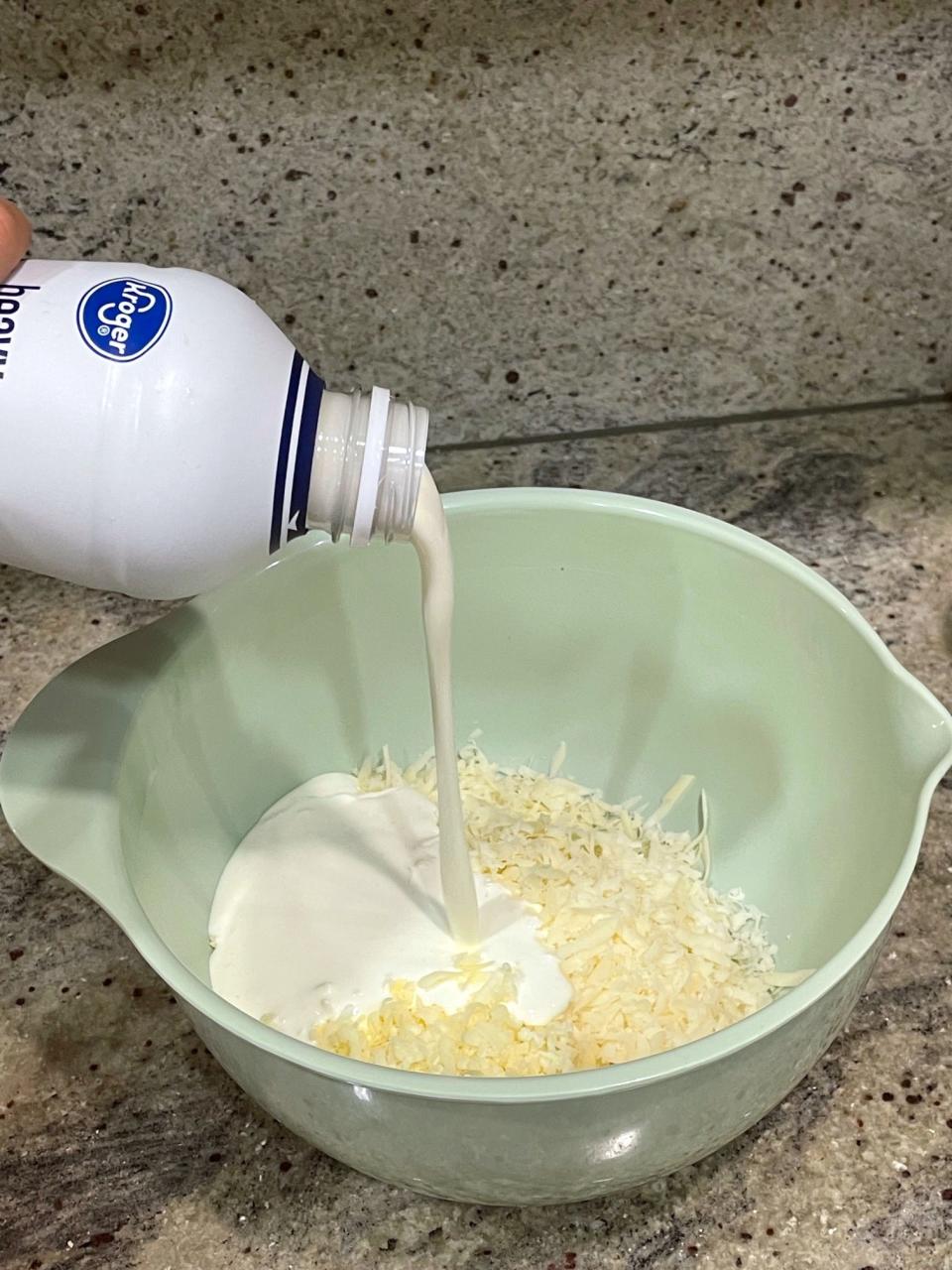 Adding milk to cheese for Ina mac and cheese