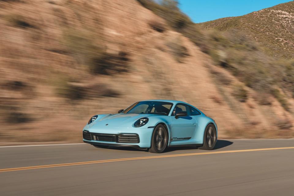 <p>As a purist's sports car, the 911 Carrera T satisfies, with crisp <br>handling, communicative steering, strong brakes, and a well-balanced ride.</p>