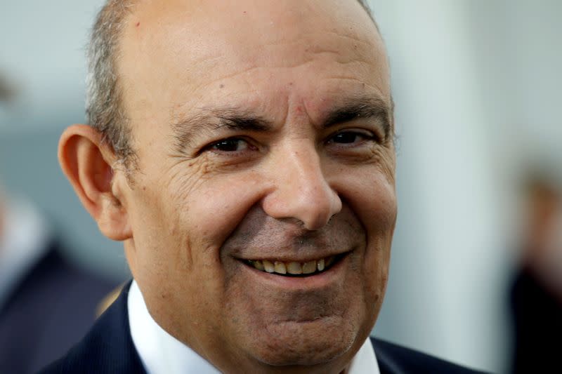 FILE PHOTO: Dassault Aviation Chairman and CEO Eric Trappier attends a visit at the assembly line for Indian Air Force Rafale fighter jets before a ceremony at the factory of French aircraft manufacturer Dassault Aviation