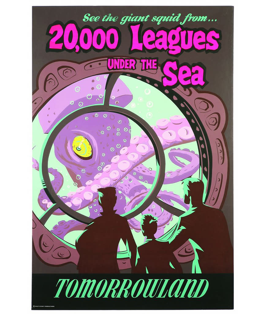 <p>An old favorite of Disneyland vets, the since-replaced ride based on <i>20,000 Leagues Under the Sea</i> lives on in memory, and also in this original silk-screened poster.<br></p>