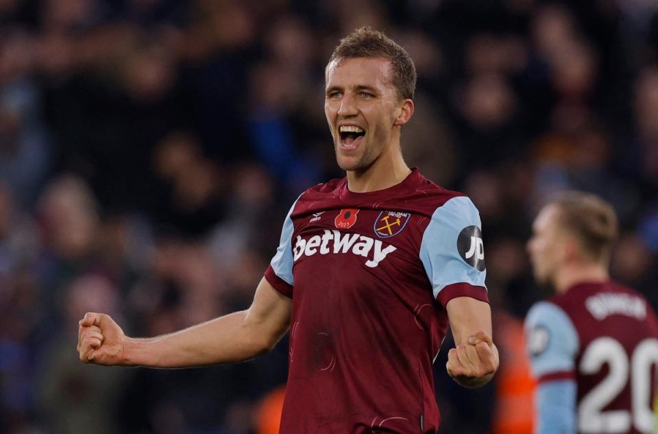 Tomas Soucek popped up with a late goal to settle West Ham's clash with Nottingham Forest (Action Images via Reuters)