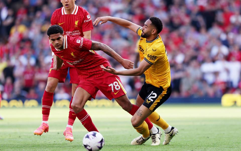 Jarell Quansah playing for Liverpool against Wolves