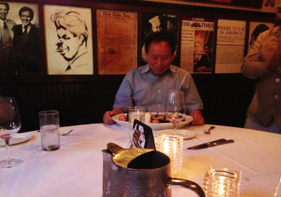 <div class="inline-image__caption"><p>North Korean diplomat Han Song Ryol during a birthday lunch at The Palm restaurant in 2013.</p></div> <div class="inline-image__credit">Handout</div>