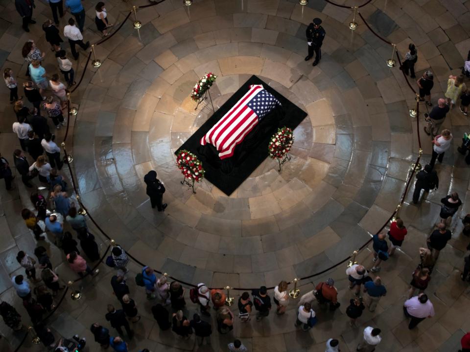 'One of the bravest souls our nation has ever produced’: Tributes paid as McCain lies in state in US Capitol