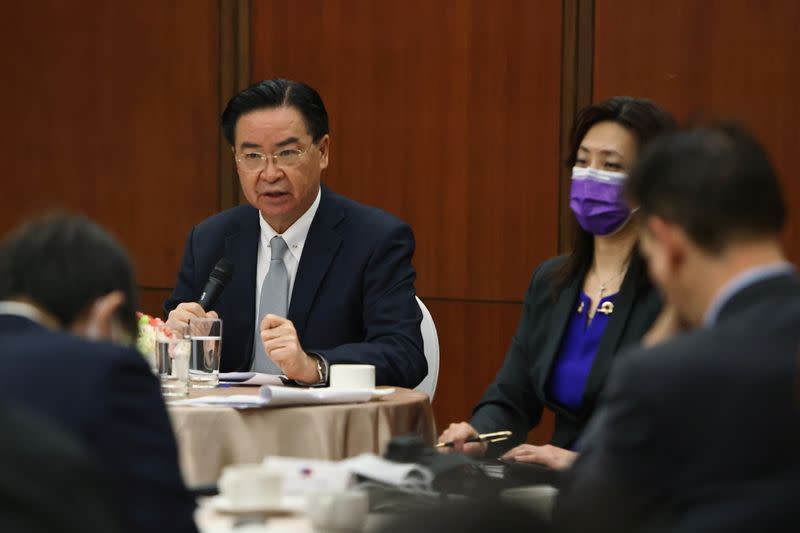 Taiwan Foreign Minister Joseph Wu attends a news conference in Taipei