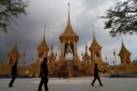 The Royal Crematorium site for the late King Bhumibol Adulyadej is seen near the Grand Palace in Bangkok. REUTERS/Soe Zeya Tun