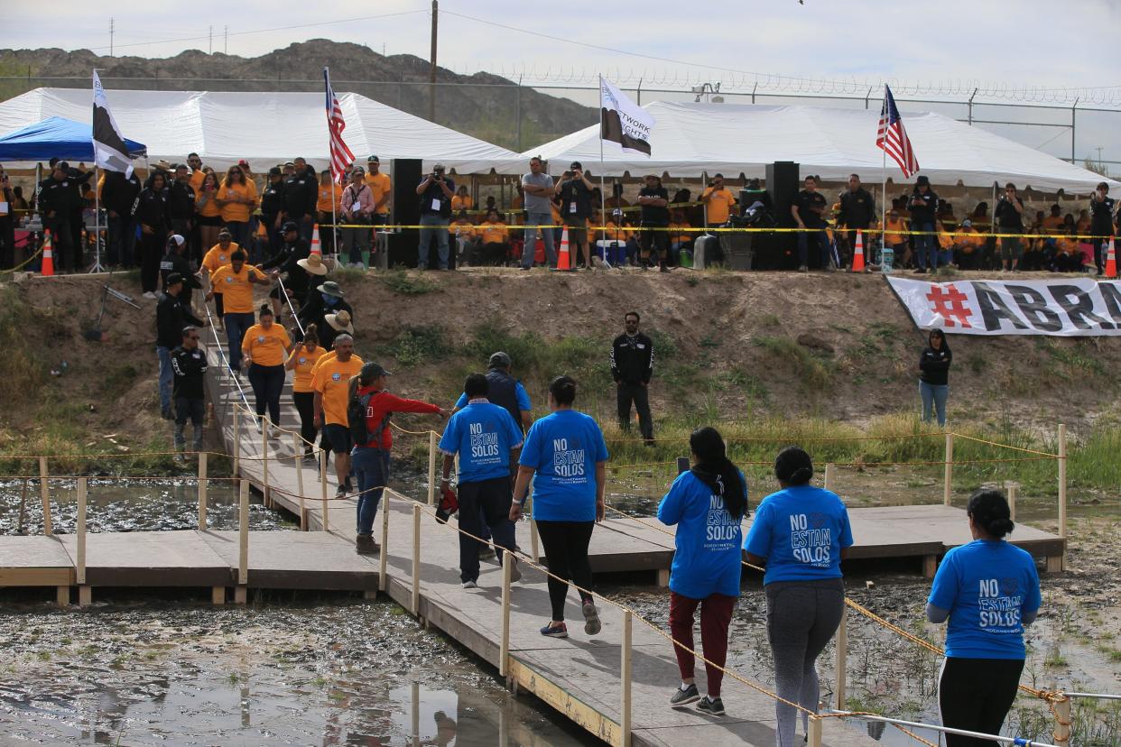 Families separated by the border were able to reunite in the middle of the Rio Grande for a 6-minute embrace during the 10th Hugs Not Walls event sponsored by Border Network for Human Rights. Luis Torres/ special for El Paso Times. 