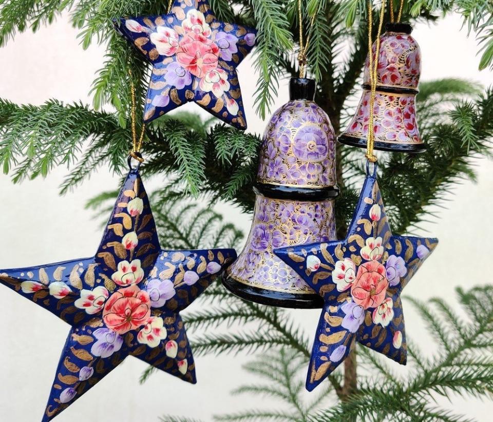 Christmas tree ornaments handcrafted by rural artisans of Okhai, set up by Tata Chemicals Society for Rural Development (TCSRD) 