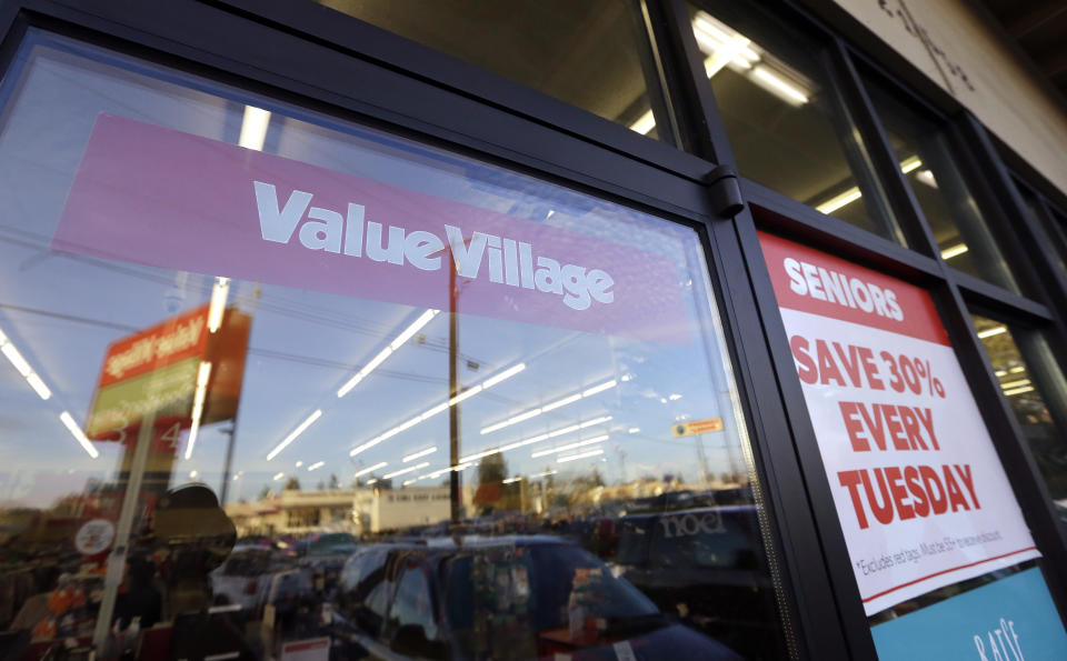 FILE - A Value Village store is seen, Dec. 12, 2017, in Edmonds, Wash. Washington Attorney General Bob Ferguson's long-running legal case against the thrift store chain Savers Value Village turned out to be no bargain, as the state was ordered on Tuesday, Oct. 17, 2023, to pay the company nearly $4.3 million in legal fees. (AP Photo/Elaine Thompson, File)