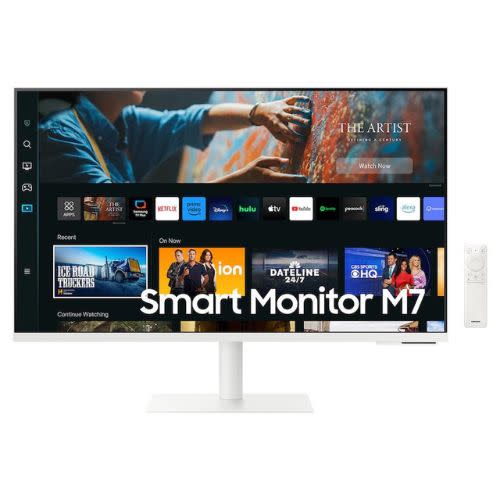 white smart monitor with remote