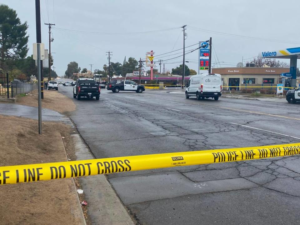 A pedestrian was killed by a commercial truck while crossing Belmont Avenue near Highway 99 on Thursday, Dec. 1, 2022, Fresno police said.