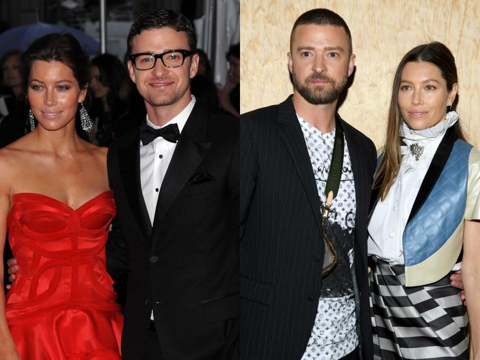Justin Timberlake and Jessica Biel then and now