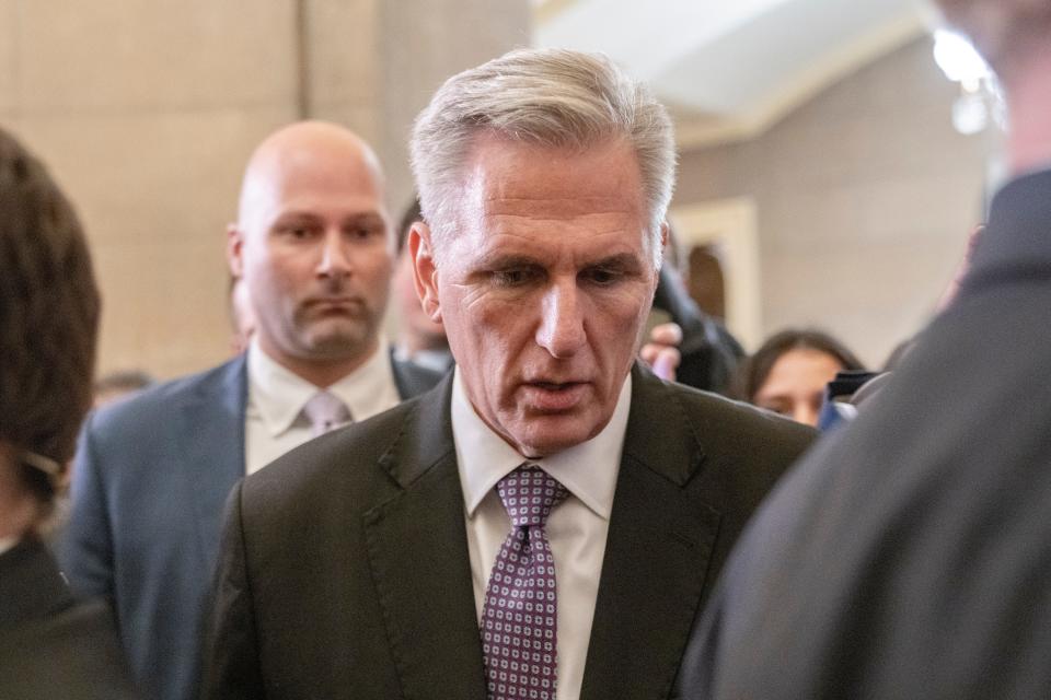 Rep. Kevin McCarthy, R-Calif., leaves the House floor on Jan. 4, 2023, in Washington.