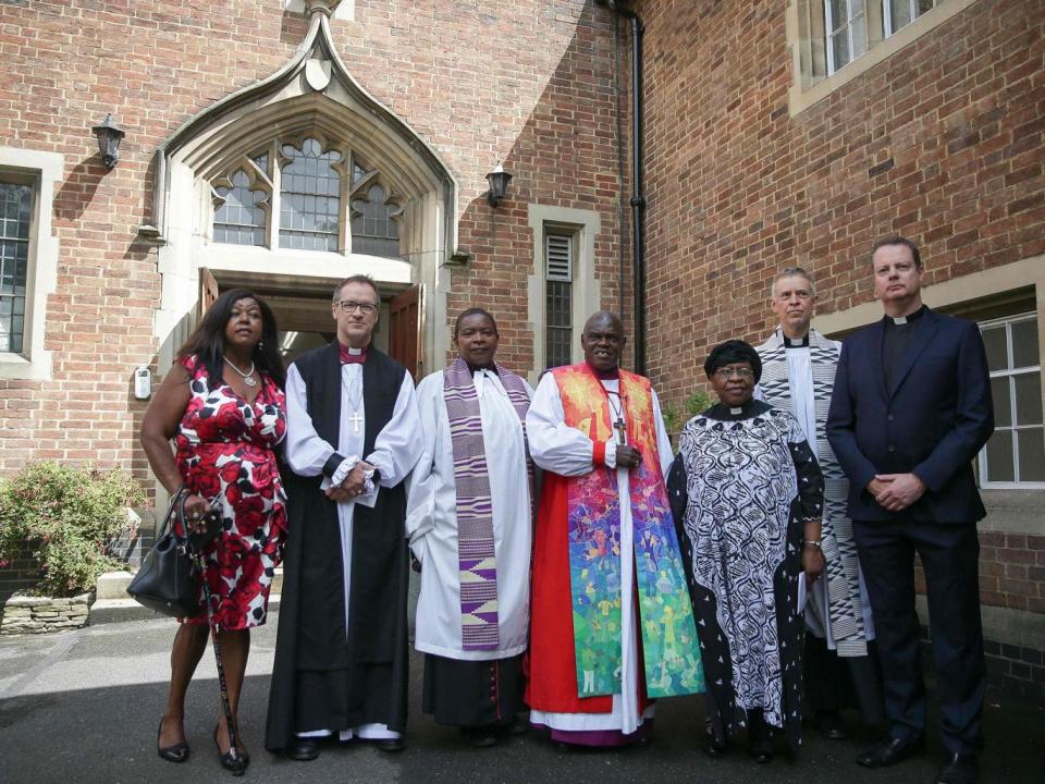 Family members of five of those who died, including Mary Mendy, were joined by the Archbishop of York John Semantu during a memorial service (AFP/Getty)