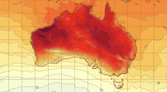 The heatwave will wash over the mainland throughout the week. Source: Bureau of Meteorology