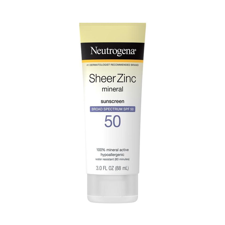 12) Neutrogena Sheer Zinc Oxide Dry-Touch Face Sunscreen with Broad Spectrum SPF 50