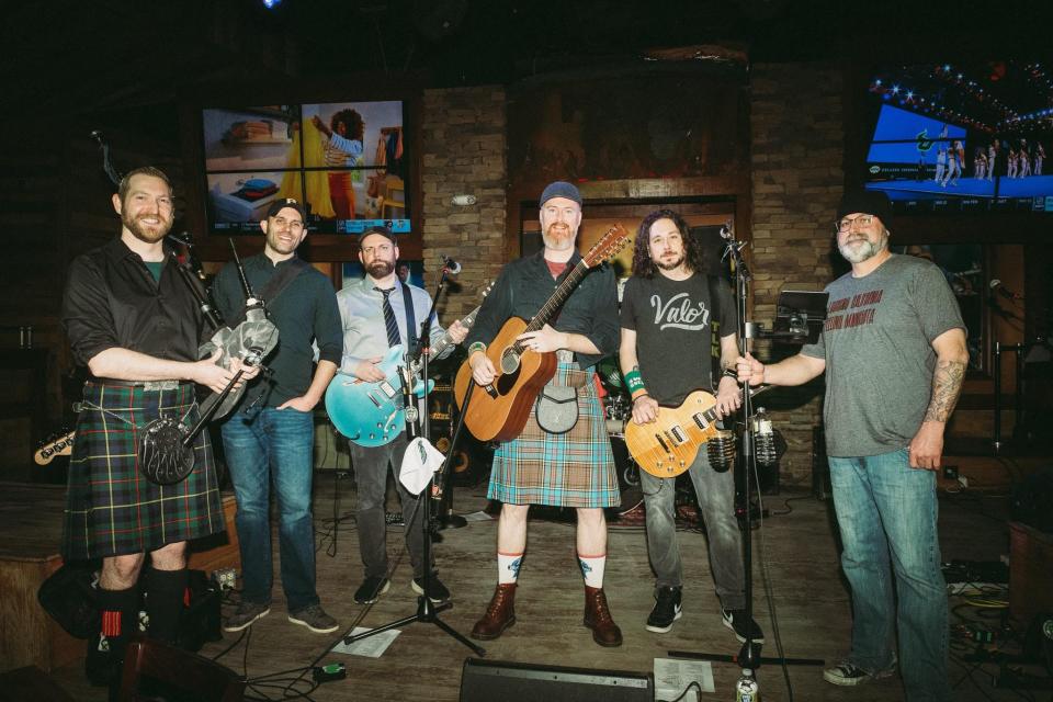 Terry Engelman, third from left, with Celtic rock band Low Kings.