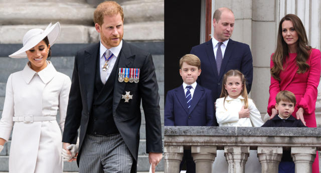 A body language expert has decoded Harry and William's gestures during the Platinum Jubilee celebrations. (Getty Images)