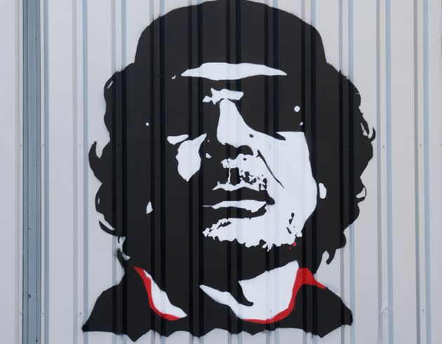 An image of former Libyan leader Muammar Gaddafi is seen painted on a entrance gate in Vinnitsa, Ukraine on January 24, 2018. (Photo by Jaap Arriens/NurPhoto via Getty Images) (Photo: NurPhoto via Getty Images)