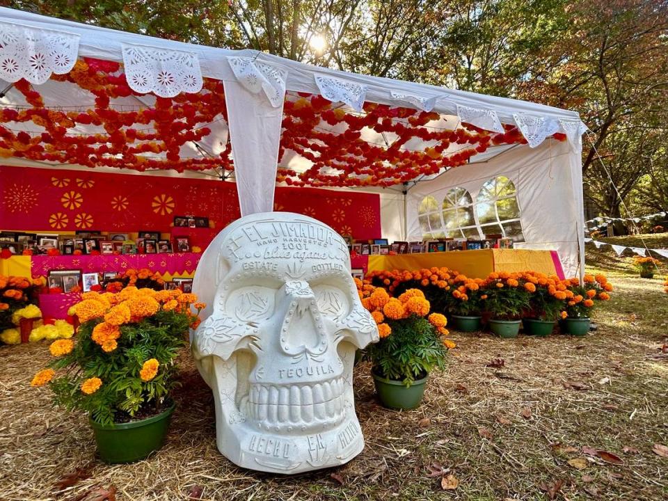 An ofrenda for the public in progress at the Historic Oakwood cemetery in Raleigh on Friday, October 27th, 2023. Aaron Sanchez-Guerra/The News & Observer