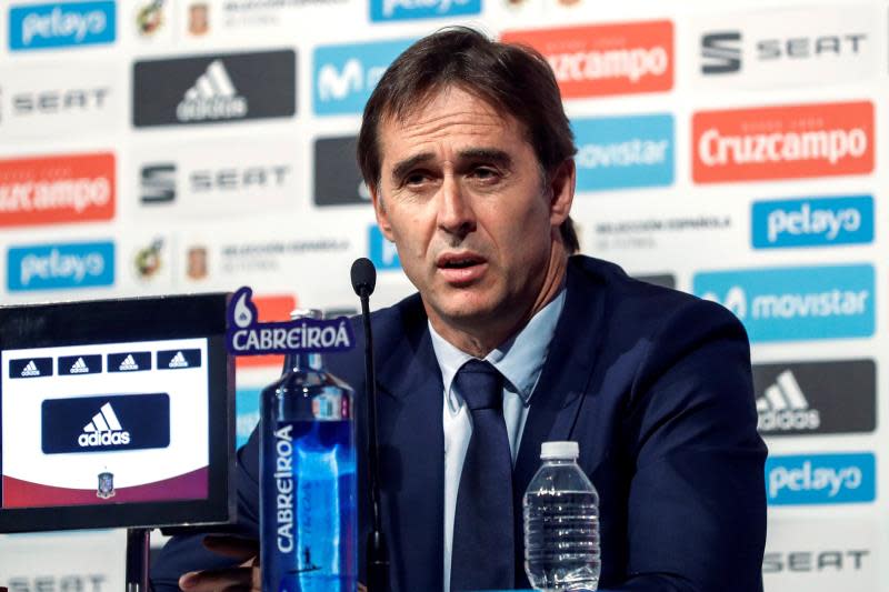 El seleccionador nacional de fútbol, Julen Lopetegui, anuncia la lista de jugadores para el Mundial de Rusia, hoy en el auditorio del distrito Telefónica en Madrid. EFE