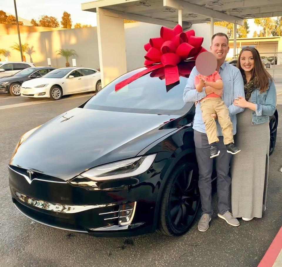 Mallory Harcourt and family with Model X