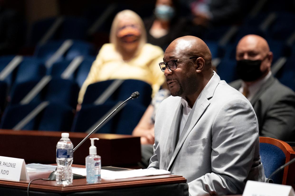 Philonise Floyd, brother of George Floyd testifies at a House Judiciary Committee hearing on "Policing Practices and Law Enforcement Accountability" on Capitol Hill in Washington, DC on June 10, 2020.  The hearing comes after the death of George Floyd while in the custody of officers of the Minneapolis Police Department.