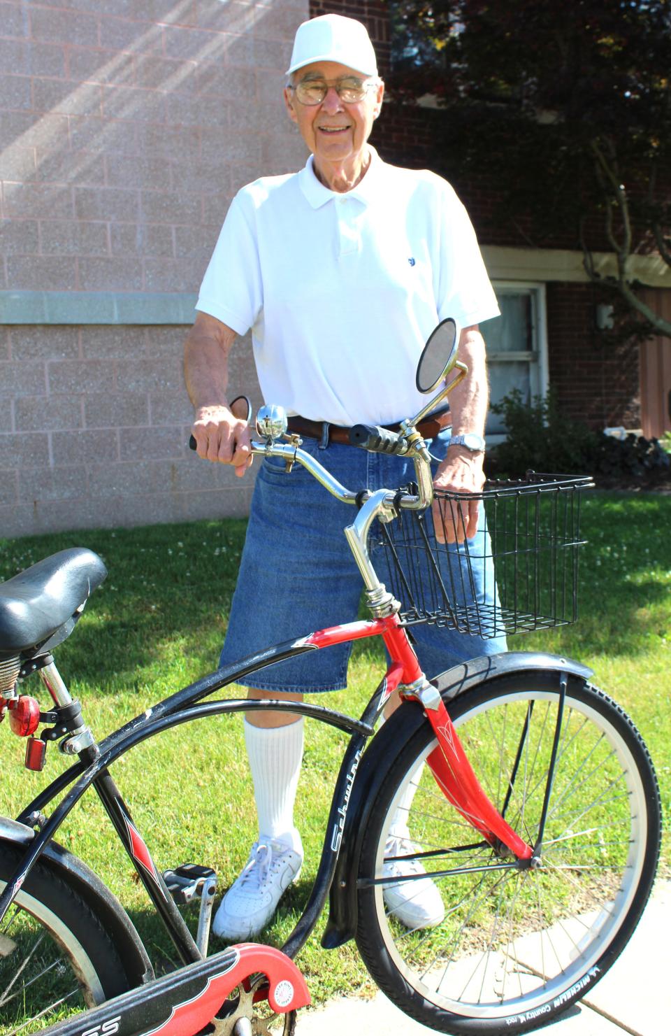 Wayne German, a 90-year-old Korean War veteran, often rides his bike around Bronson when doing errands.
