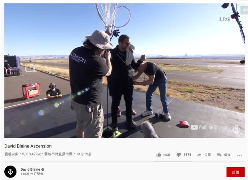 在團隊的協助下，布萊恩準備帶著氣球升空（圖／翻攝自YouTube）