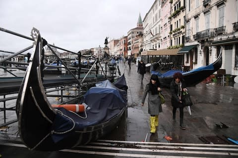 Sirocco winds blew northwards from the Adriatic Sea this week, prompting the acqua alta - Credit: MARCO BERTORELLO/AFP