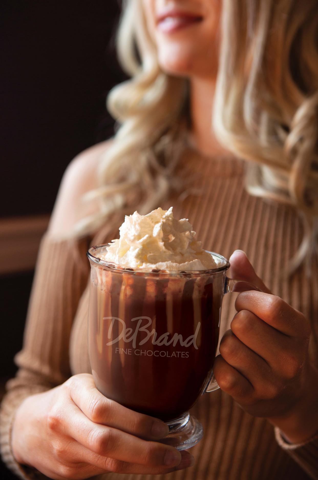 Hot chocolate served at DeBrand Fine Chocolates of Indianapolis.