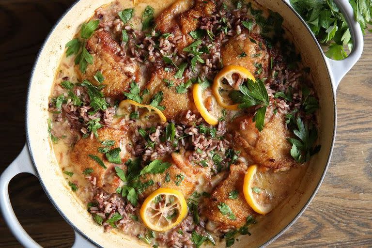 <p>Warning: You will be addicted to this lemon sauce.</p><p>Get the <a href="https://www.delish.com/uk/cooking/recipes/a29982608/creamy-lemon-chicken-with-wild-rice-recipe/" rel="nofollow noopener" target="_blank" data-ylk="slk:Creamy Lemon Chicken And Rice;elm:context_link;itc:0;sec:content-canvas" class="link ">Creamy Lemon Chicken And Rice</a> recipe. </p>