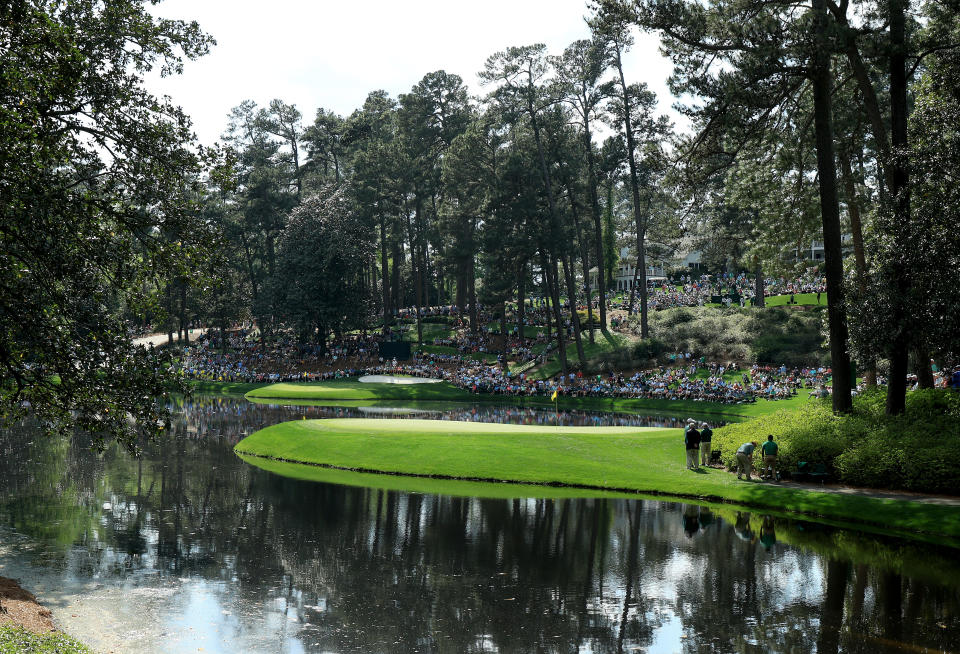 A general view looking towards the eighth green with the ninth green behind and to the right at Augusta National Golf Club. (Photo by David Cannon/Getty Images)