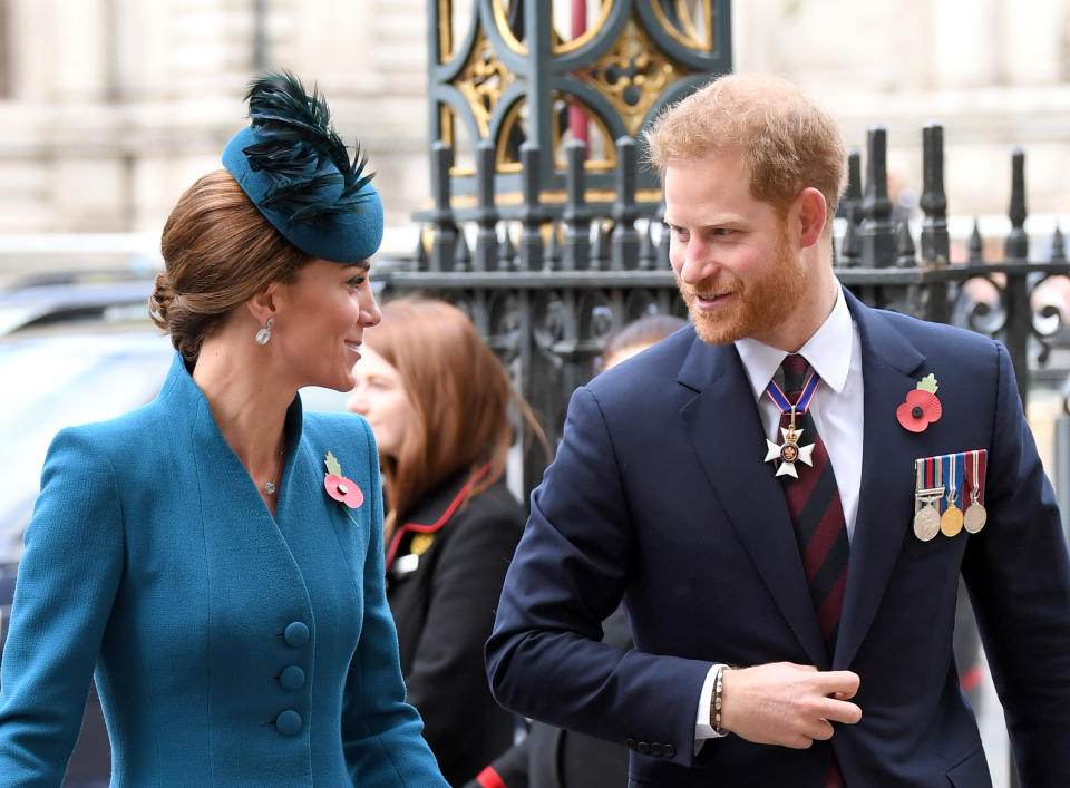 Prince Harry and Kate Middleton put on a united front at a London Anzac Day service. Photo: Getty Images