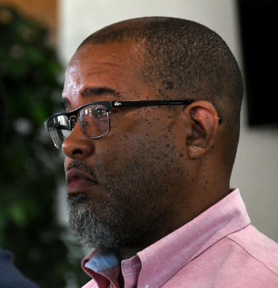 The father of the victim in the Viera football hazing incident appeared at a news conference Wednesday with attorney Anthony Thomas.
(Credit: TIM SHORTT / FLORIDA TODAY)