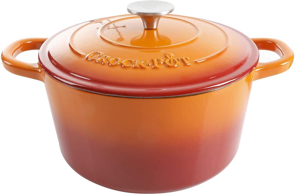 Crock Pot 5 Quart Enamel Artisan Cast Iron Dutch Oven. Image via Amazon.