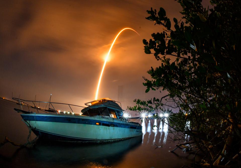 This shot of a launch of a Falcon 9 rocket and 60 Starlink satellites from Launch Complex 40 at Cape Canaveral Space Force Station last year by Malcolm Denemark won a Sunshine State Award for breaking new photography