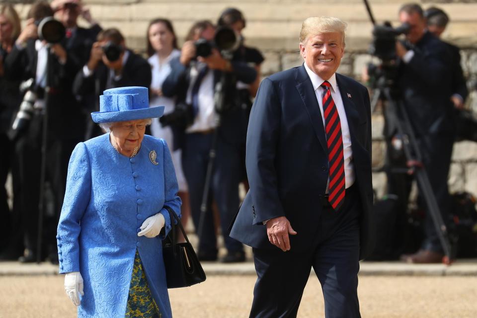 The Queen and Donald Trump at Windsor Castle during the president's previous state visit in July last year (Chris Jackson/AFP/Getty Images)