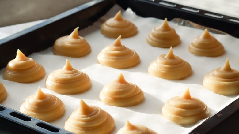 French choux on baking tray