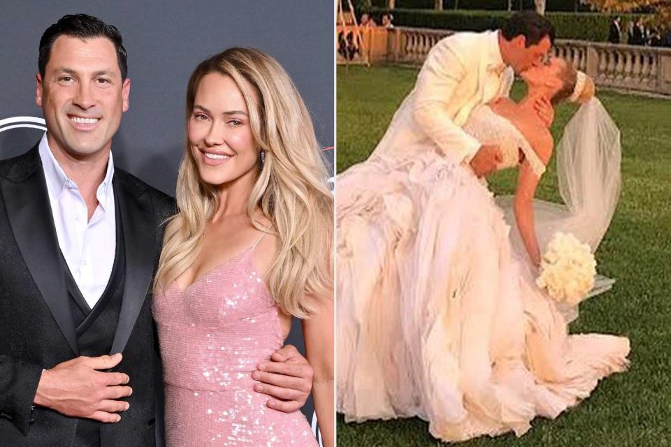 <p> Axelle/Bauer-Griffin/FilmMagic; Peta Murgatroyd/ Instagram</p>  Maksim Chmerkovskiy and Peta Murgatroyd celebrate wedding anniversary