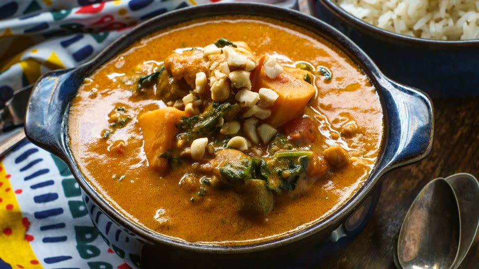 Sweet potatoes and okra are stars in this particular version of groundnut soup, popular throughout West Africa. - Shutterstock