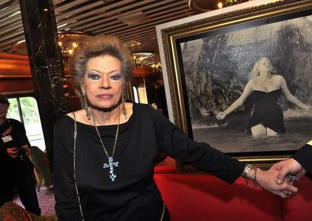 Actress Anita Ekberg is pictured during a news conference aboard the Italian cruise ship Costa Atlantica at a quay in Stockholm, June 21, 2010. REUTERS/Scanpix/Jonas Ekstroemer