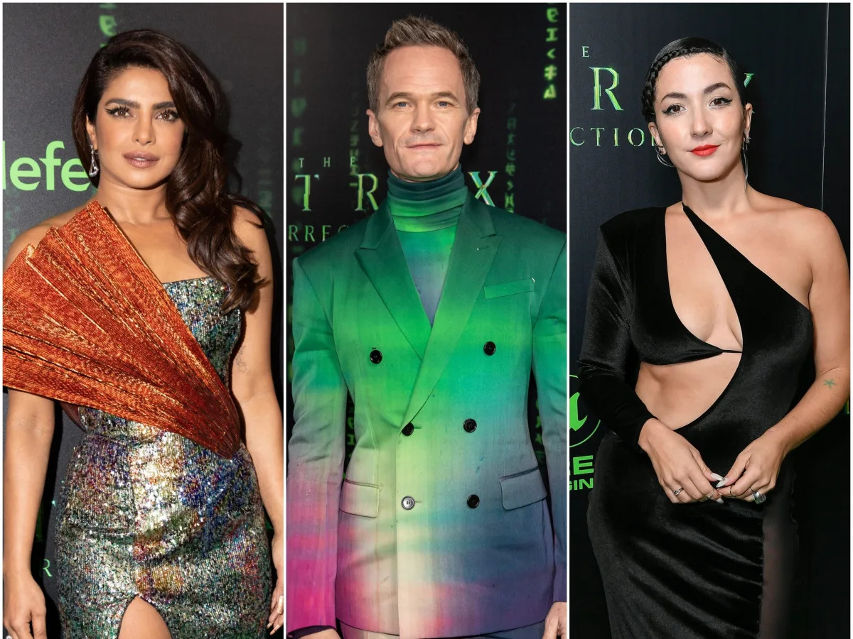 The most daring looks celebrities wore to 'The Matrix Resurrections' US premiere, from bold pops of color to revealing cutouts
