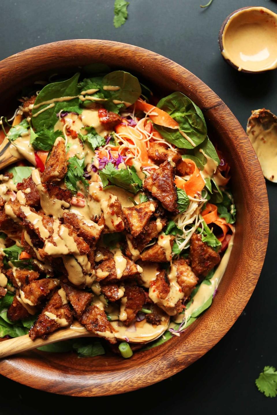 Blissed-Out Thai Salad With Marinated Peanut Tempeh from Minimalist Baker