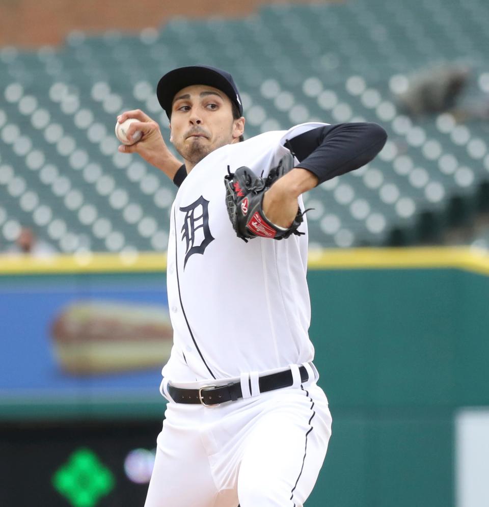Detroit Tigers starter Alex Faedo pitches against the Pittsburgh Pirates during the third inning Wednesday, May 4, 2022 at Comerica Park.