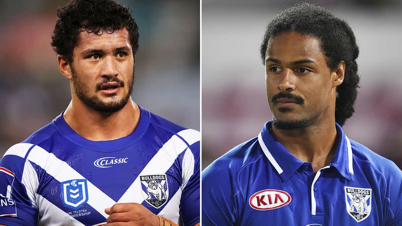 Pictured here, sacked Canterbury Bulldogs players Corey Harawira-Naera and Jayden Okunbor.