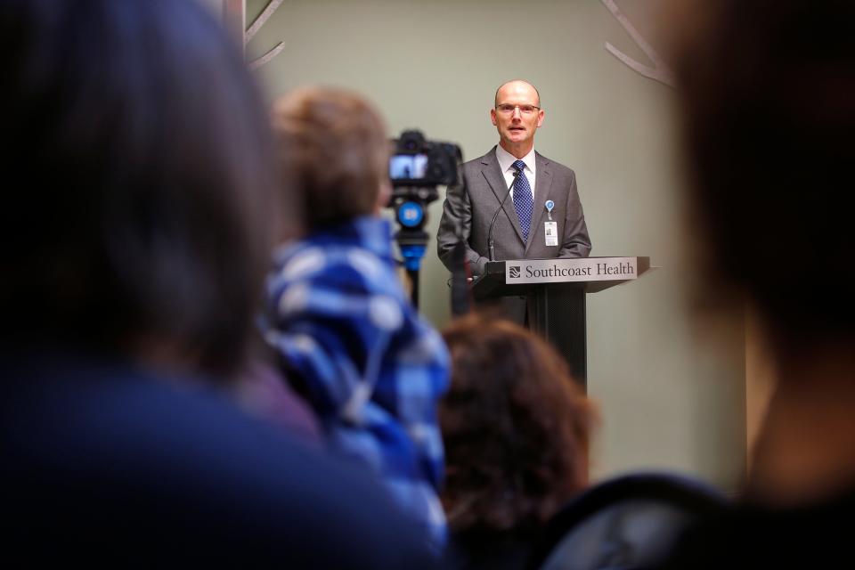 Southcoast Health president, David McCready, officially opens the new Southcoast Health Pediatric Rehabilitation Program building on Acushnet Avenue in New Bedford.