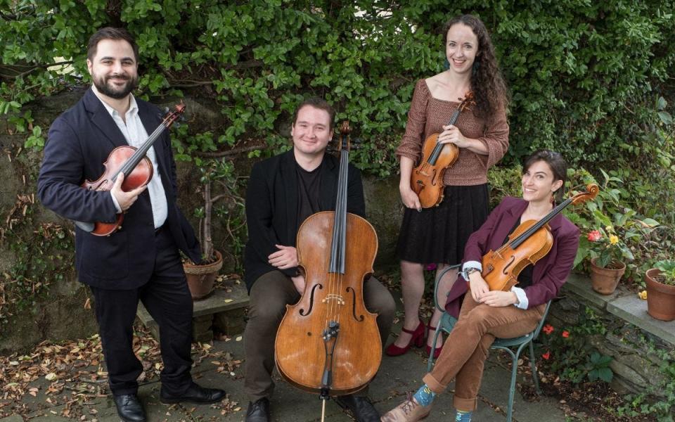 The Newport String Quartet (left to right) Kenneth Trotter, Jacob MacKay, Ealaín McMullin, Emily Edelstein