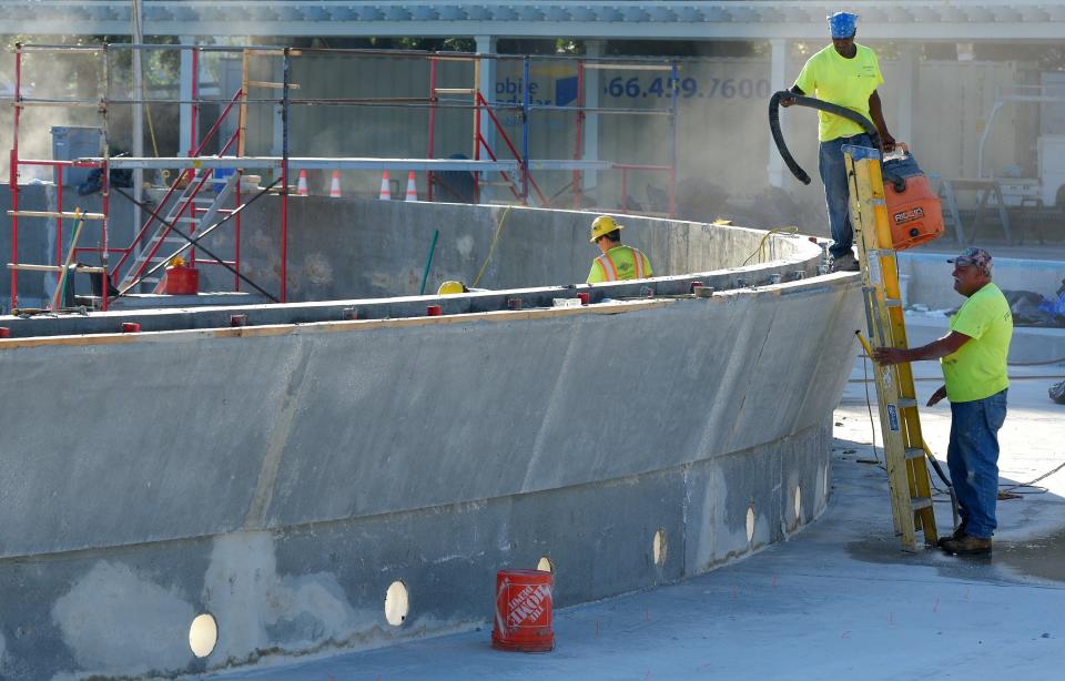 By October 2021, renovations of Friendship Fountain on Jacksonville's Southbank were beginning to take shape in the footprint of the old fountain.