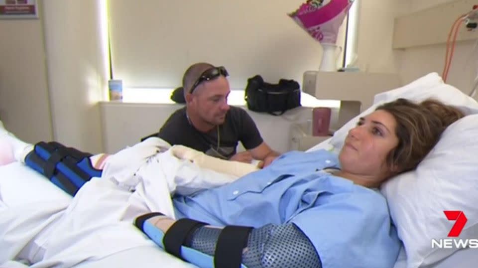 Stella Trevisani was stabbed five times in her arms, shoulder and leg. Source: 7 News